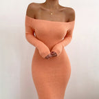 Off-Shoulder Long Sleeve Bodycon Dress for Women