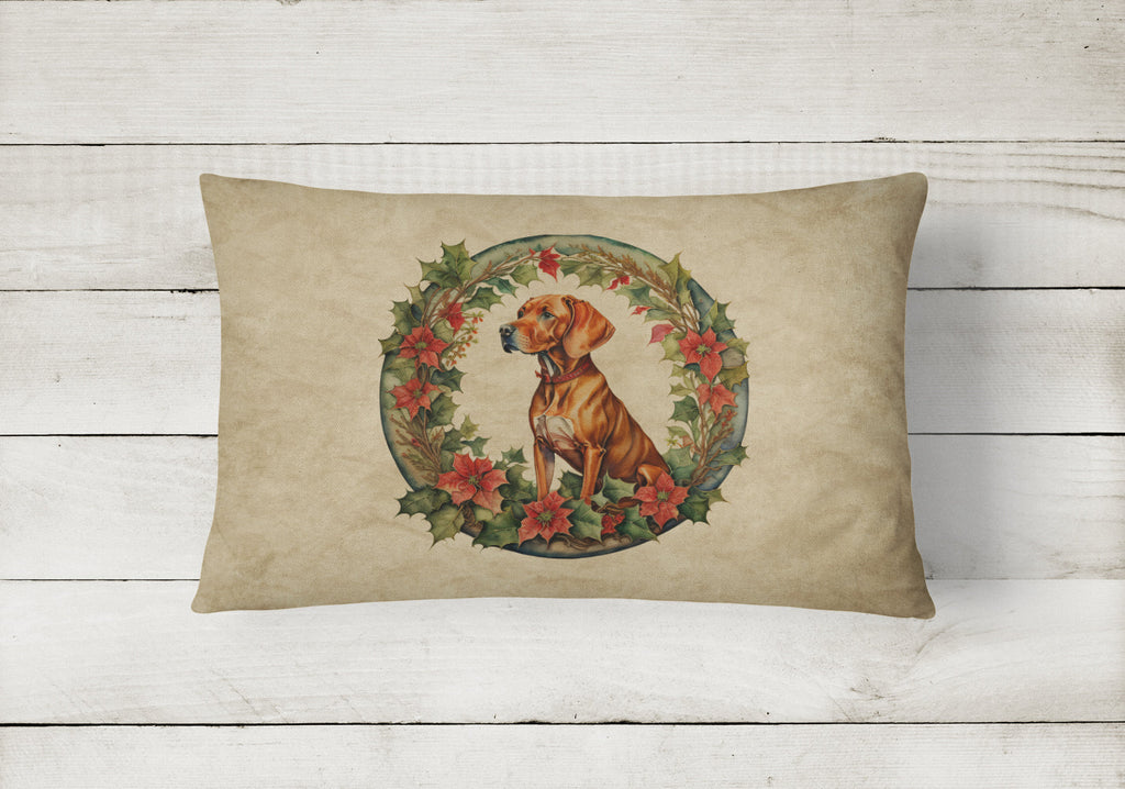 Vizsla Christmas Flowers Throw Pillow