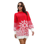 Christmas Sweater Dress with Lantern Sleeves for Women