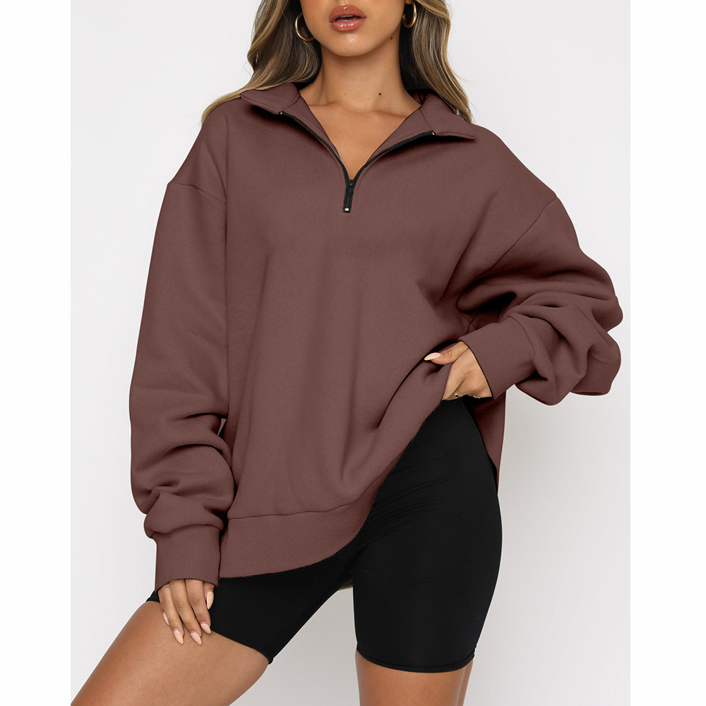 Half-Zip Long Sleeve Pullover Sweatshirt | Streetwear