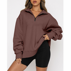 Half-Zip Long Sleeve Pullover Sweatshirt | Streetwear