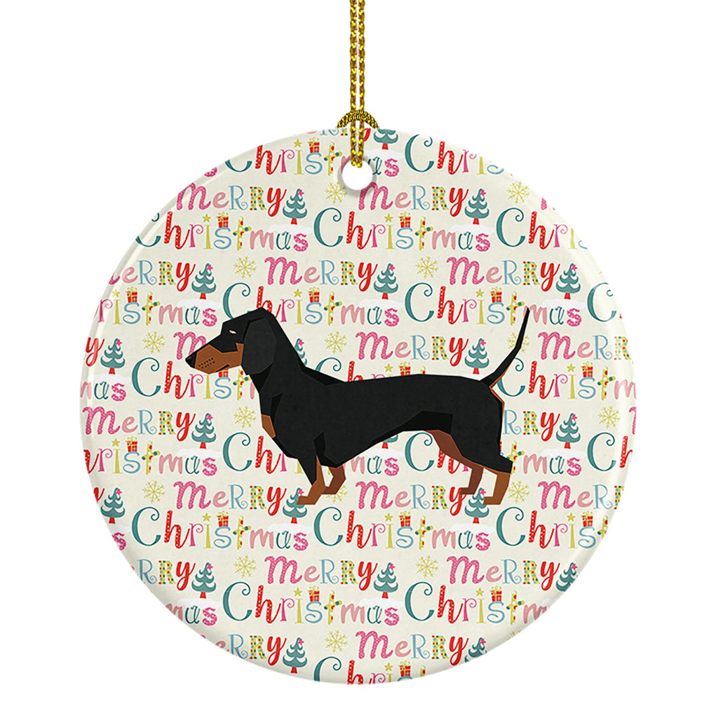 Dachshund Merry Christmas Ceramic Ornament