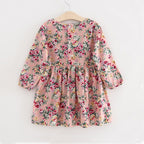 Spring Autumn Girls' Floral Dress - Korean Style Princess Dress