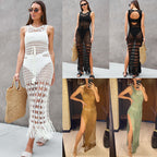 New Hollow Knit Tassel Dress Cover-Up for Beach