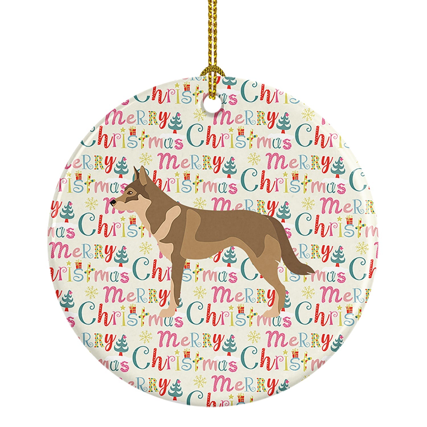 Czechoslovakian Wolfdog Merry Christmas Ceramic Ornament