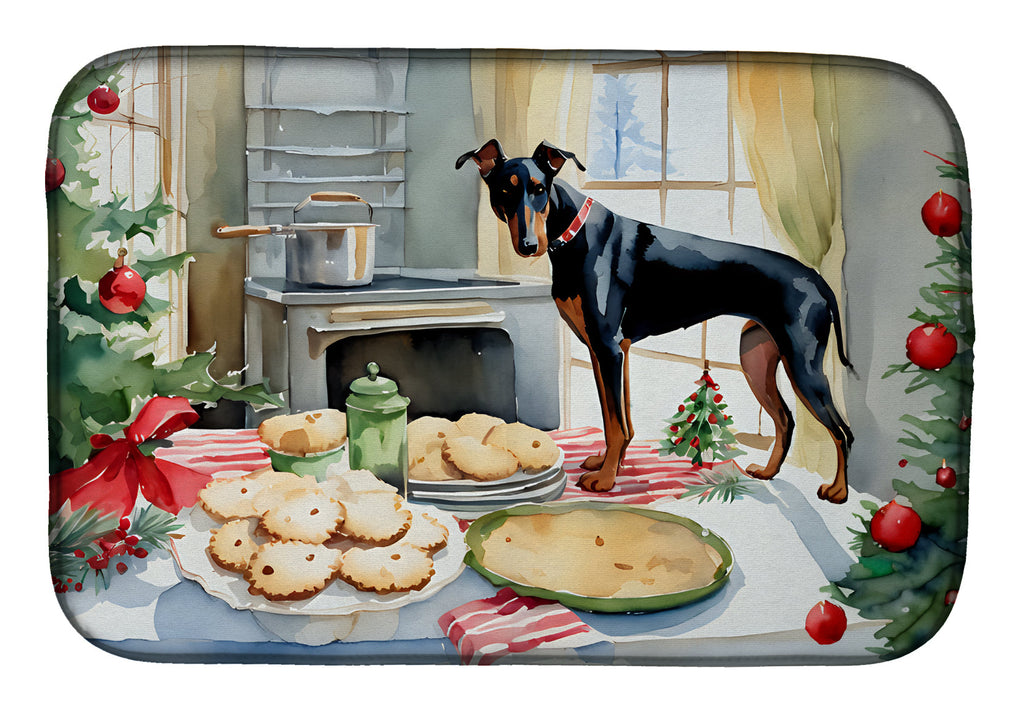 Doberman Pinscher Christmas Cookies Dish Drying Mat