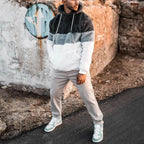 Three Color Printed Hooded Casual Sweater