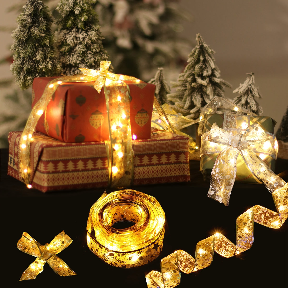 Fairy Tale Satin Ribbon Lamp String for Christmas Tree