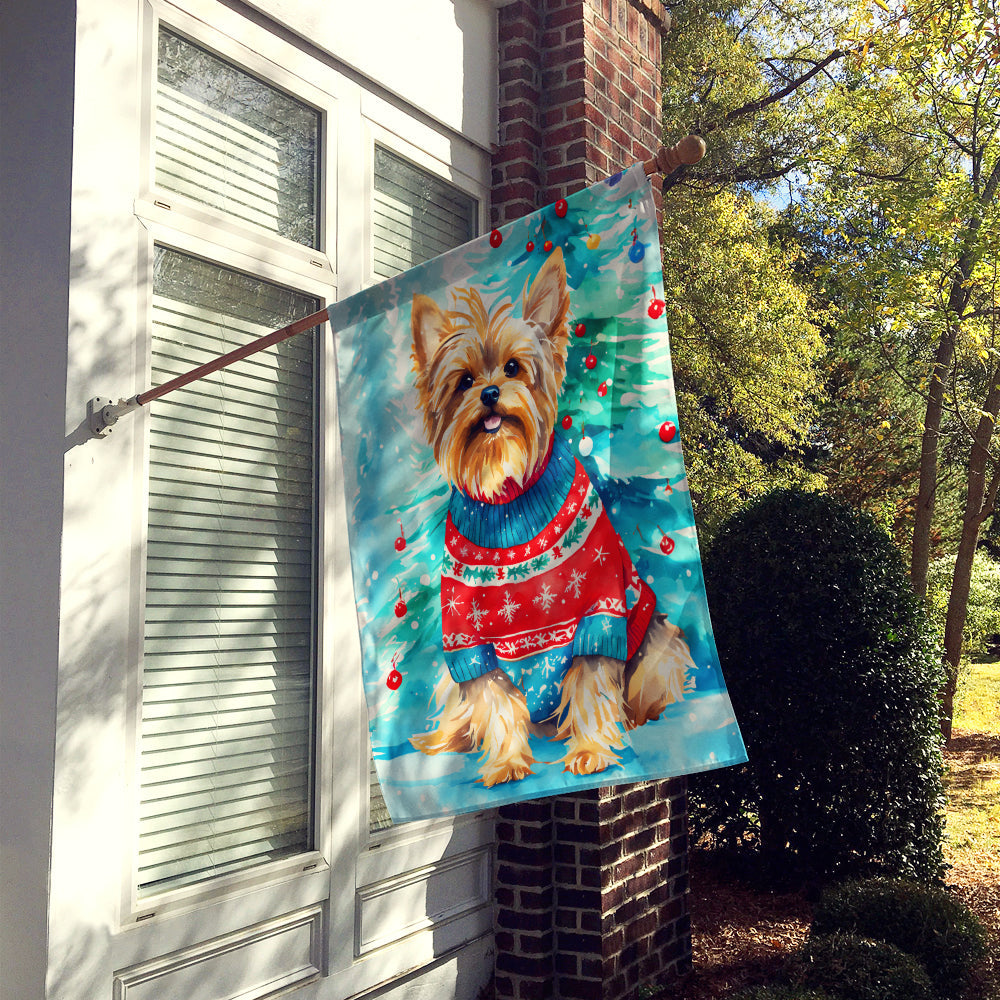 Yorkshire Terrier Yorkie Christmas House Flag