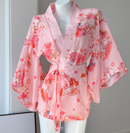 Japanese Floral Kimono Adult Costume Lingerie Set
