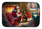 German Shepherd and Santa Claus Dish Drying Mat