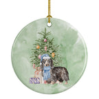 Dachshund Longhair Black Tan Christmas Presents and Tree Ceramic Ornament