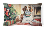 Brittany Spaniel Christmas Throw Pillow