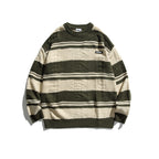 Japanese Style Mixed Color Stripe Pullover Sweater | Streetwear