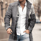Men's Woolen Stand Collar Medium Long Casual Coat