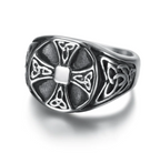 Handcrafted Stainless Steel Celtic Knot Cross Ring