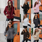Women's Fleece Jacket with Zipper Hood and Collar
