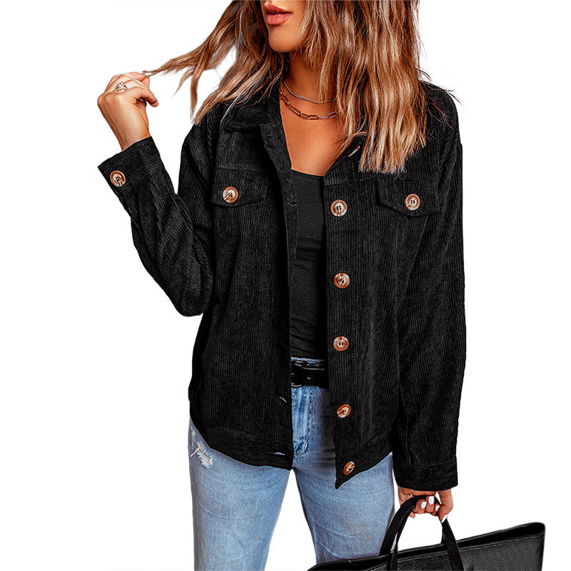 Corduroy Pocket Button Casual Jacket Shirt