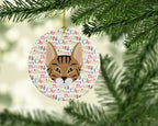 Savannah Cat Christmas Ceramic Ornament