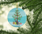 Satin Mouse Merry Christmas Ceramic Ornament