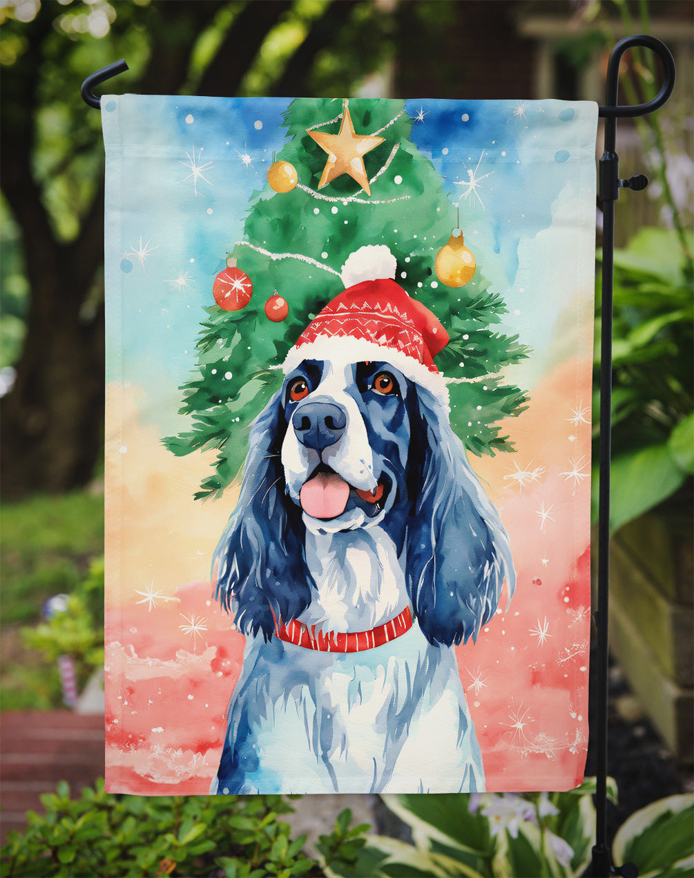 English Setter Christmas Garden Flag