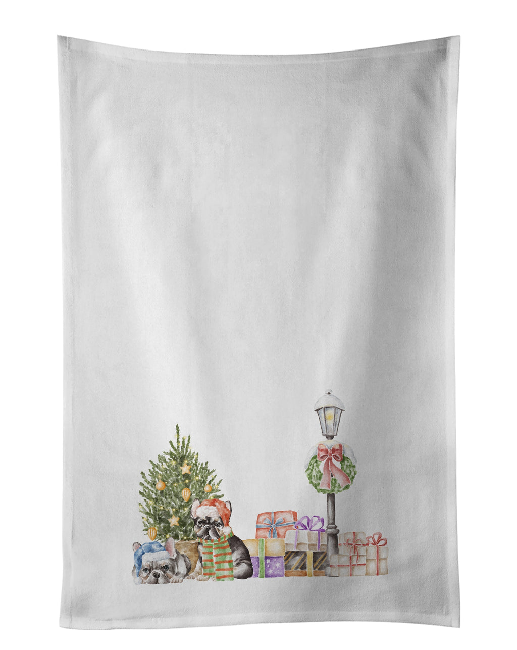French Bulldog Brindle Duo with Christmas Wonderland Kitchen Towel Set of 2