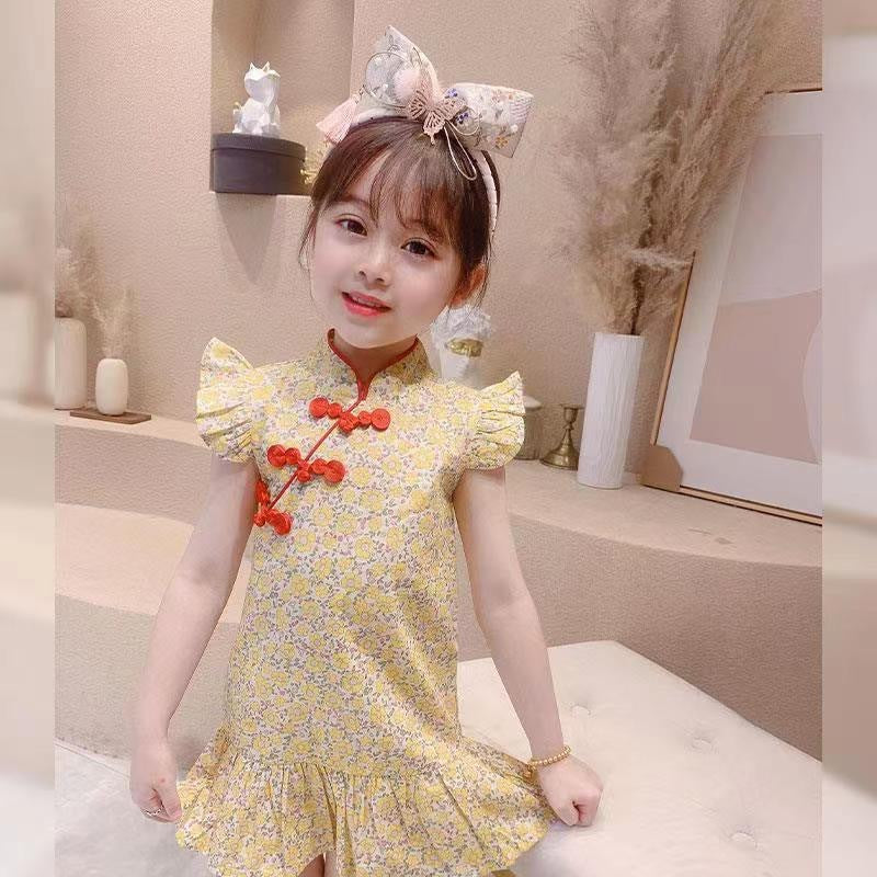 2024 New Summer Dress for Girls - Floral Qipao Style