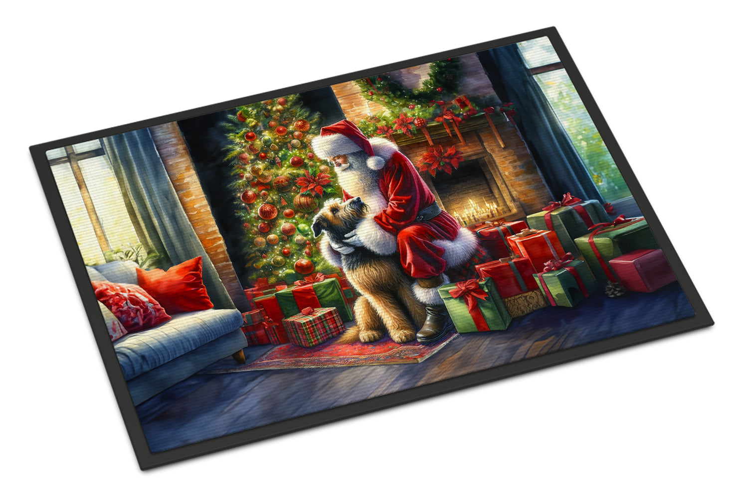 Irish Wolfhound and Santa Claus Doormat