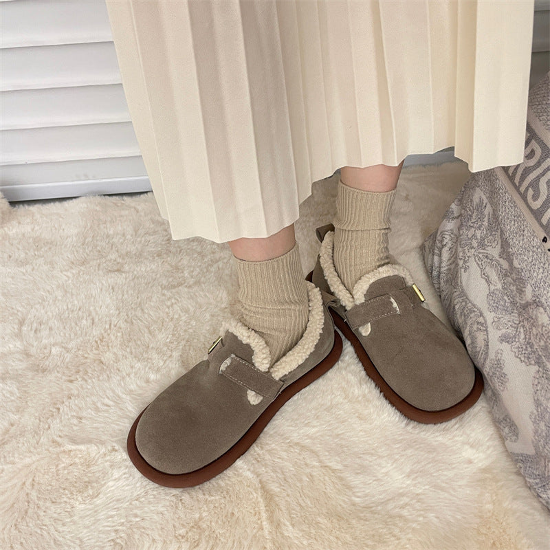 Warm Velvet Beanie Shoes for Women in Winter | Embroidered Cap