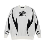 Maychao Jacquard Color Block Crew Neck Sweater