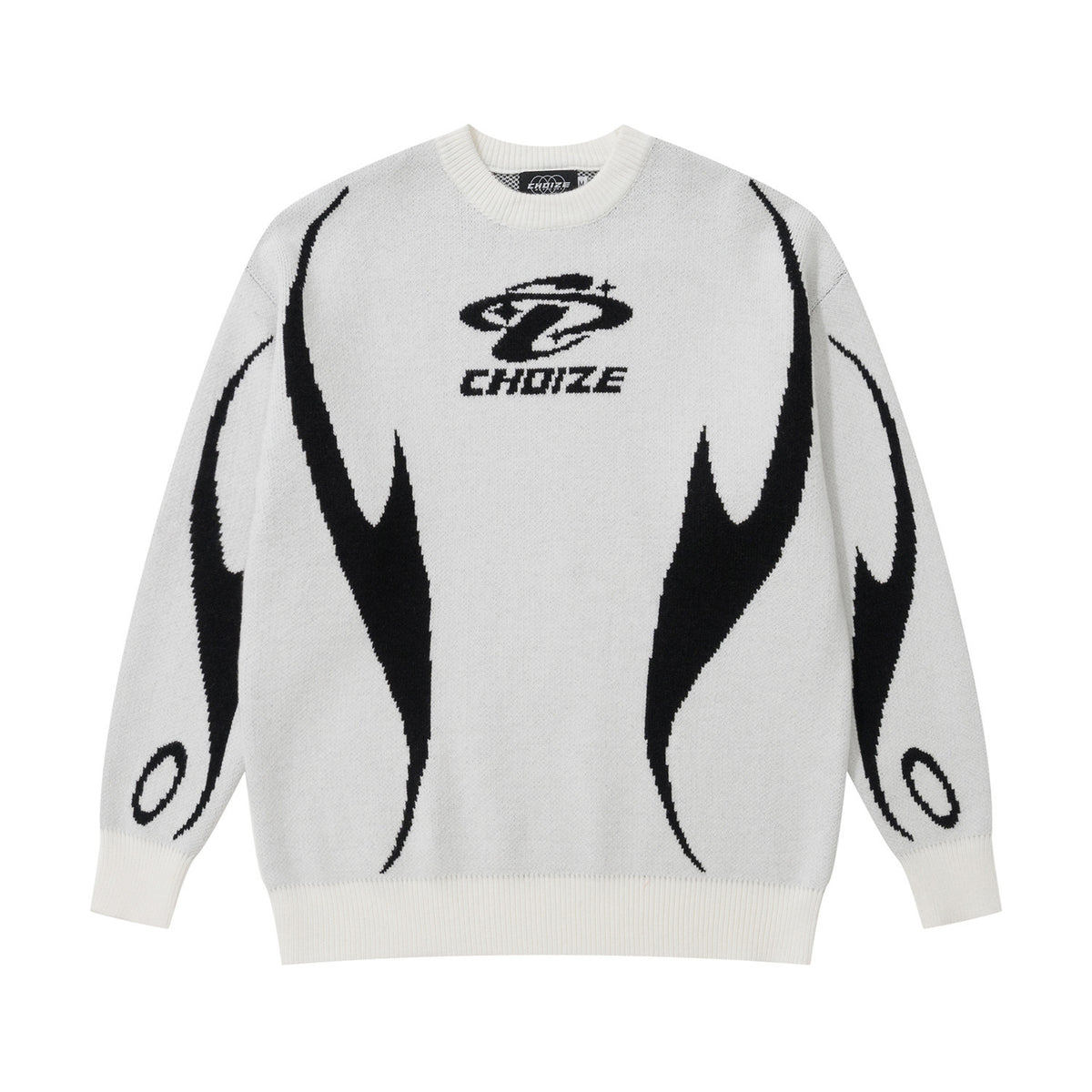 Maychao Jacquard Color Block Crew Neck Sweater