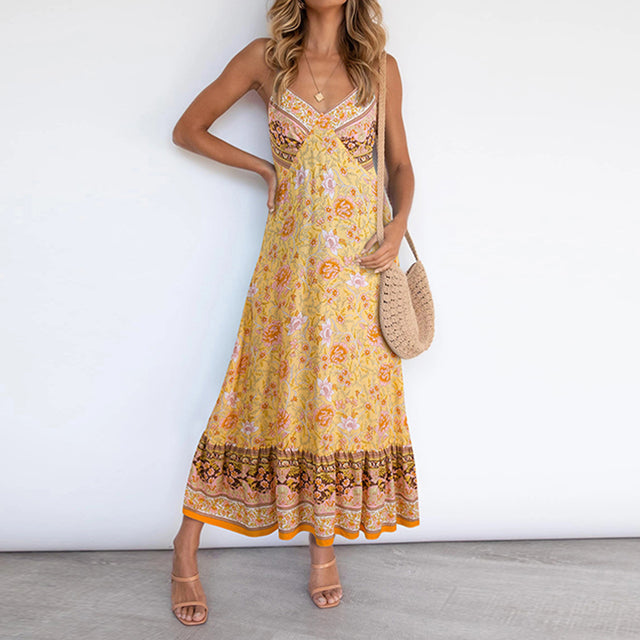 2021 Women's Casual Boho Floral V-Neck Summer Dress