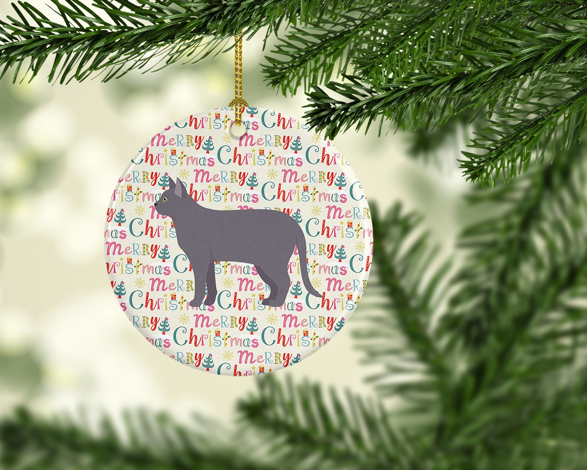 Korat #2 Cat Christmas Ceramic Ornament