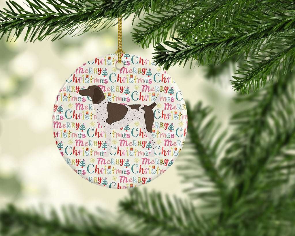 German Shorthaired Pointer Merry Christmas Ceramic Ornament
