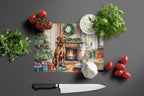 Rhodesian Ridgeback Cozy Christmas Glass Cutting Board