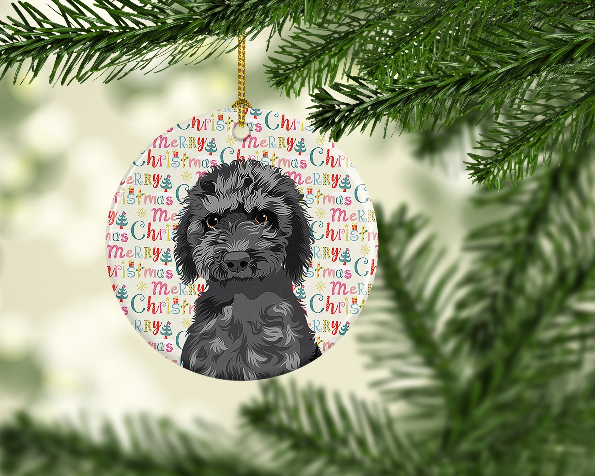 Doodle Black #2 Christmas Ceramic Ornament