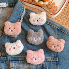 Cute Teddy Curly Hair Bear Plush Brooch for Bags