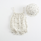 Korean Style Baby Girl Cotton Bodysuit with Hat