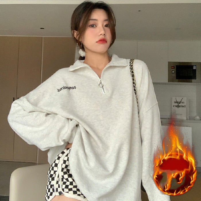 Women's Mid-Length Velvet Stand Collar Sweater