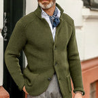Men's Knitted Jacket with Stand Up Collar Cardigan