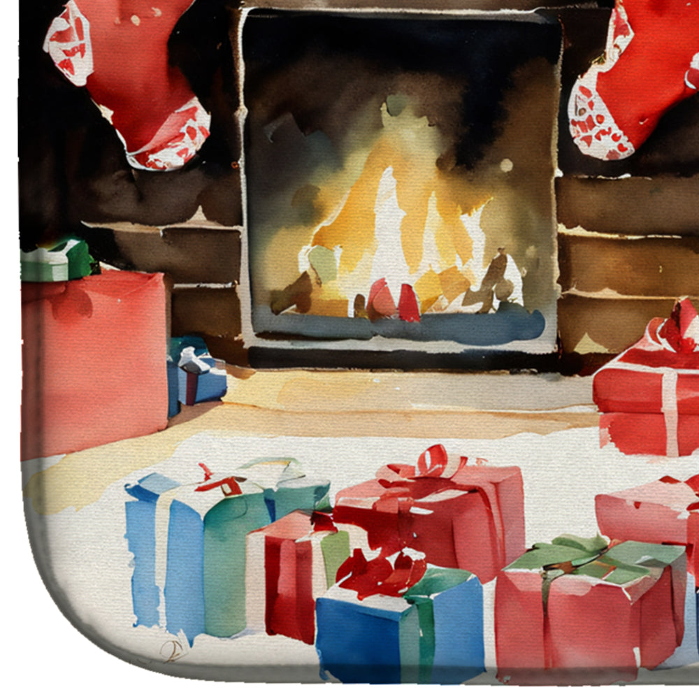 Norwegian Buhund Cozy Christmas Dish Drying Mat