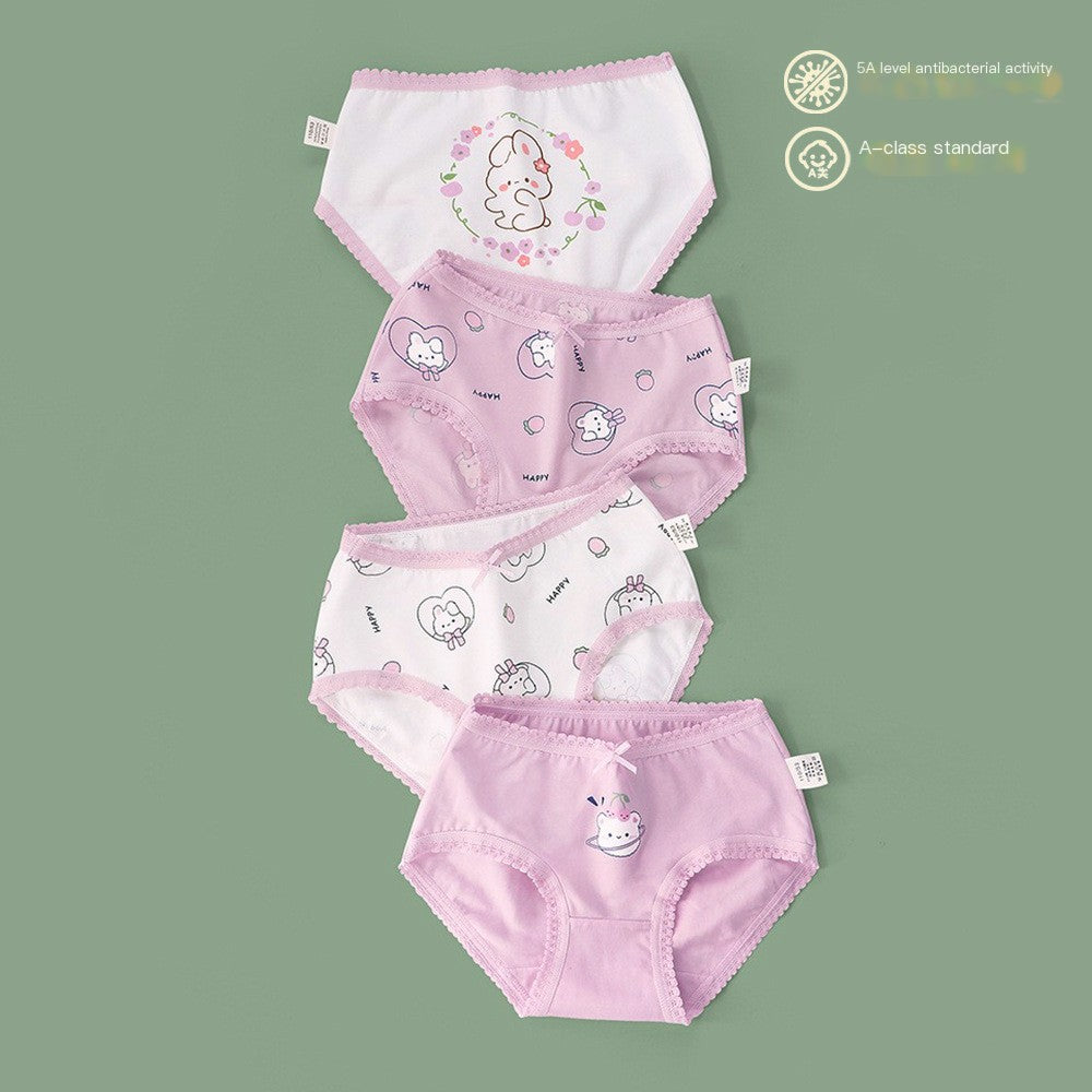 Girls' Cartoon Cotton Underwear - Breathable Shorts