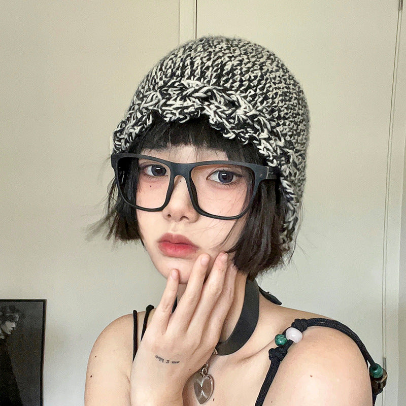 Versatile Hollow Wool Hat for Girls - Warm and Stylish | Embroidered Cap