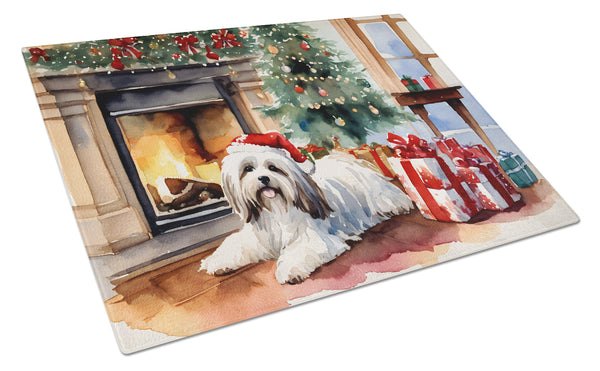 Havanese Cozy Christmas Glass Cutting Board
