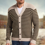 Men's Striped Jacquard Sweater for Autumn and Winter