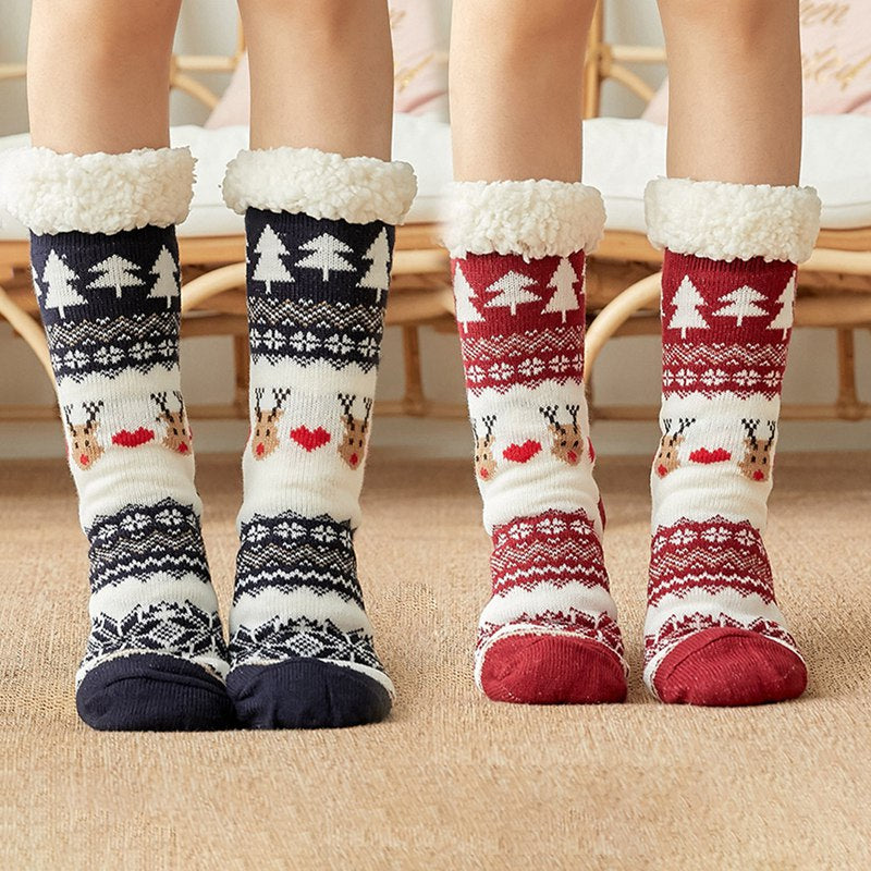 Thick Plush Women's Christmas Mid-Calf Floor Socks