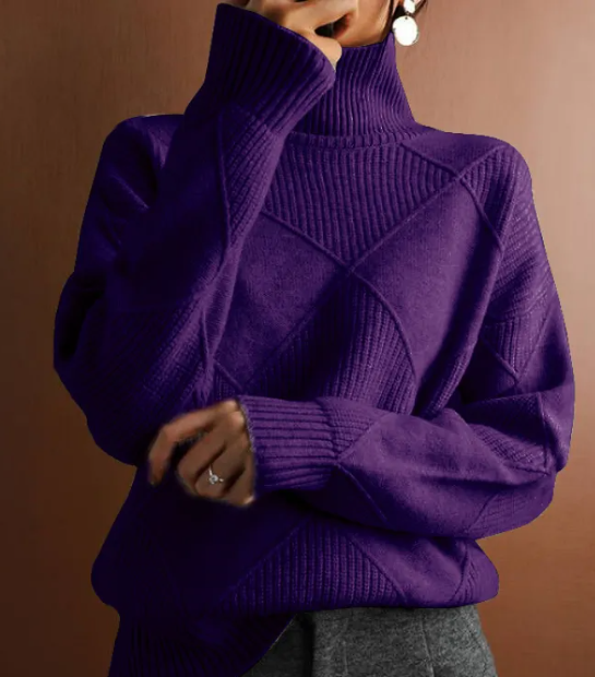 Loose High Neck Knitted Sweater