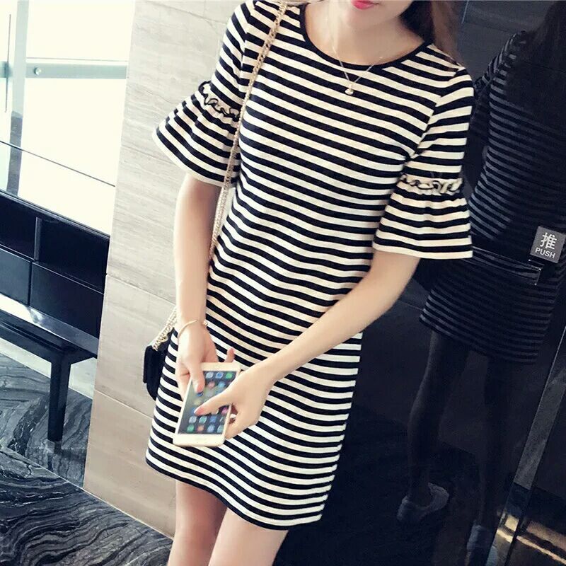 New Summer Striped T-Shirt Dress for Women | Streetwear