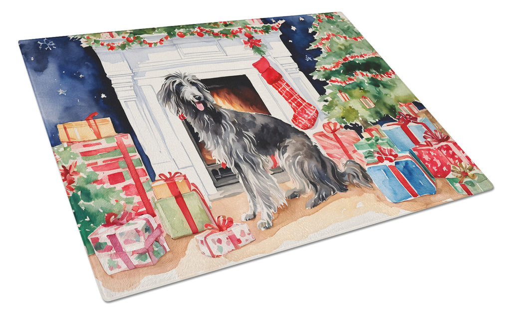 Scottish Deerhound Cozy Christmas Glass Cutting Board