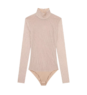 Shiny High Neck Mesh Bodysuit (One Piece) W-0166013